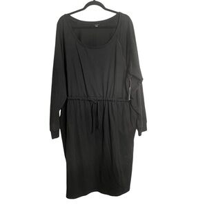 Torrid Womens Black Long Sleeve Terry Dress Drawstring Casual Plus Size 4X 4 NEW